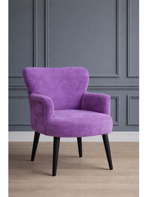 Kayser Home Welsoft Yumuşak Kumaş Modern Berjer Tekli Koltuk | Demonte | Ahşap Siyah Ayaklı | Lila