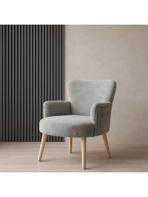 Kayser Home Welsoft Yumuşak Kumaş Modern Berjer Tekli Koltuk | Demonte | Ahşap Naturel Ayaklı | Gri
