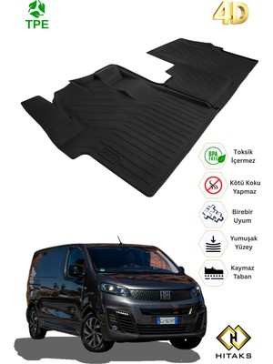 Hitaks Fiat Scudo Ulysee 4d Havuzlu Kauçuk Paspas 2022 ve Üstü Ön