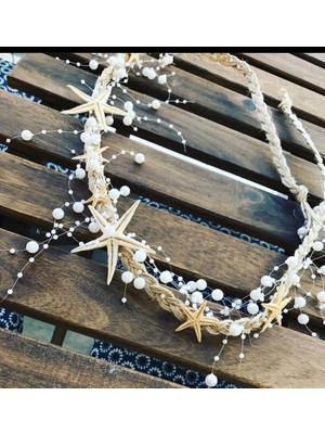 Soilhandmade Deniz Yıldızlı Gelin Tacı, Nedime , Lohusa , Parti Tacı