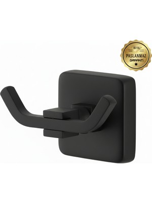 Premium Pirinç Doğa 2li Askılık,bornozluk Mat Siyah