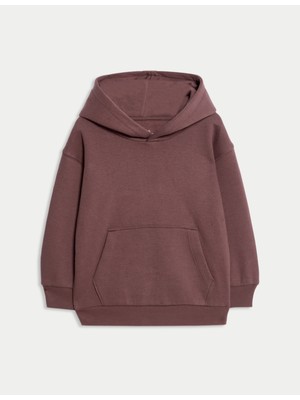 Marks & Spencer Pamuk Karışımlı Düz Kapüşonlu Sweatshirt