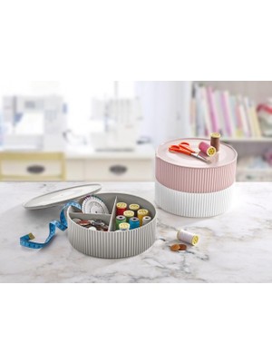 Practika 3 Gözlü Saklama Kabı Dikiş ve Takı Kutusu - Beyaz