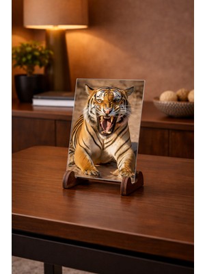 Arvion Kükreyen Kaplan – Gücün Yüzü Cam Tablo