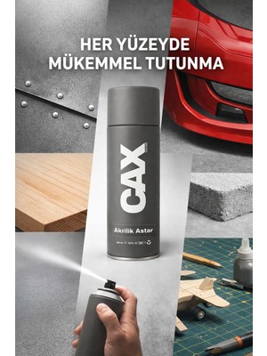 CAXCOLORS Pas Önleyici Antikorozif Metal Astarı Sprey 400ML - Pas Durdurucu ve Boya Tutundurucu Gri Primer