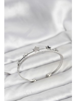 LTG Nova Yıldız Model Gümüş Renk Pirinç Kadın Bileklik