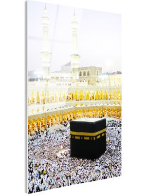 Tablofest Tamperli Gerçek Cam Tablo Kabe Mescidi Haram Tavaf Alanı Dini Islami Tablo Duvar Dekoru