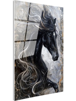 Tablofest Tamperli Gerçek Cam Tablo Akışkan Yele Tasarımı At Tablosu Duvar Dekoru