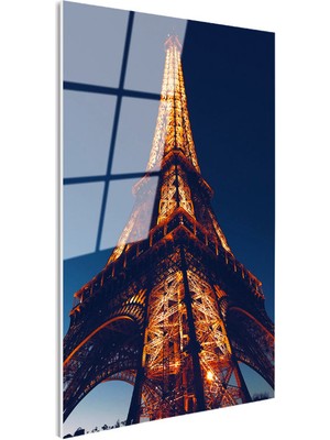 Tablofest Tamperli Gerçek Cam Tablo Eyfel Kulesi Demir Yapı Detayı Şehir Mimari Tablo Duvar Dekoru