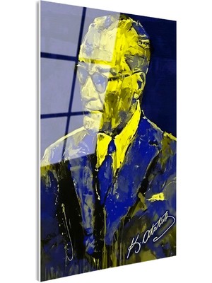 Tablofest Tamperli Gerçek Cam Tablo Atatürk Güneş Gözlüklü Sanatsal Atatürk Tablosu Duvar Dekoru