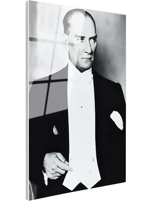 Tablofest Tamperli Gerçek Cam Tablo Atatürk Frak Giyim Atatürk Tablosu Duvar Dekoru