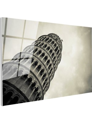 Tablofest Tamperli Gerçek Cam Tablo Pisa Kulesi Detaylı Mimari Yapı Şehir Mimari Tablo Duvar Dekoru