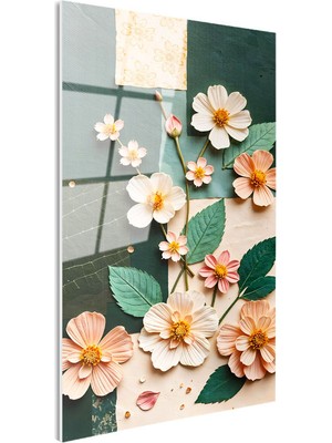 Tablofest Tamperli Gerçek Cam Tablo Ince Dallı Kır Çiçekleri Çiçek Tablosu Duvar Dekoru