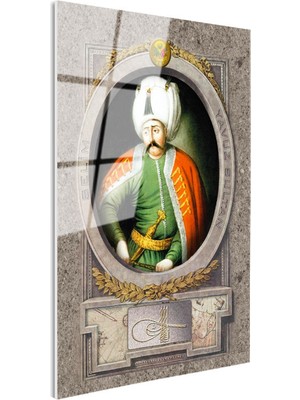 Tablofest Tamperli Gerçek Cam Tablo Yavuz Sultan Selim Portresi Osmanlı Tablosu Duvar Dekoru