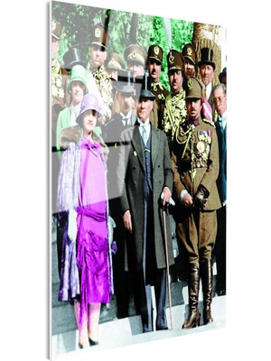 Tablofest Tamperli Gerçek Cam Tablo Atatürk Latife Hanım Heyet Atatürk Tablosu Duvar Dekoru