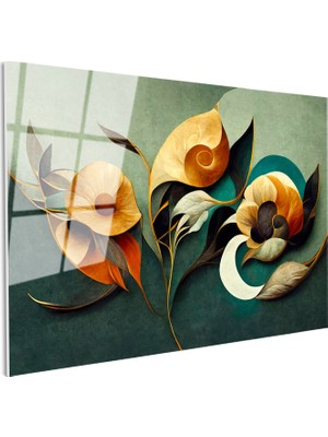 Tablofest Tamperli Gerçek Cam Tablo Organik Çiçek Formları Çiçek Tablosu Duvar Dekoru