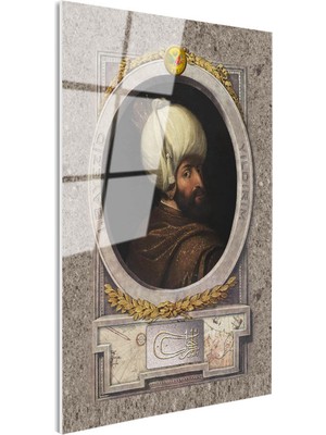 Tablofest Tamperli Gerçek Cam Tablo Yıldırım Bayezid Han Padişah Portresi Osmanlı Tablosu Duvar Dekoru