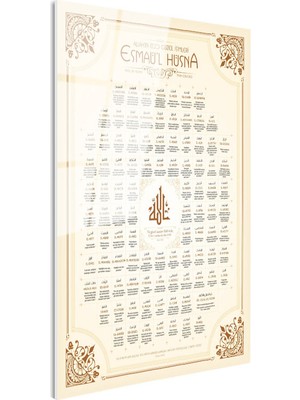 Tablofest Tamperli Gerçek Cam Tablo Esmaül Hüsna 99 Isim Şeması Dini Islami Tablo Duvar Dekoru