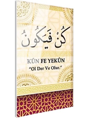 Tablofest Tamperli Gerçek Cam Tablo Kun Fe Yekün Ayeti Türkçe Anlamlı Dini Islami Tablo Duvar Dekoru