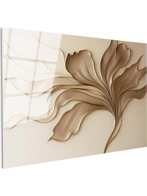 Tablofest Tamperli Gerçek Cam Tablo Soyut Akışkan Yaprak Desenleri Çiçek Tablosu Duvar Dekoru