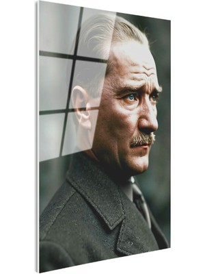 Tablofest Tamperli Gerçek Cam Tablo Atatürk Asil Duruş Palto Atatürk Tablosu Duvar Dekoru