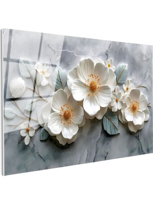 Tablofest Tamperli Gerçek Cam Tablo Papatya Görünümlü Çiçek Çiçek Tablosu Duvar Dekoru