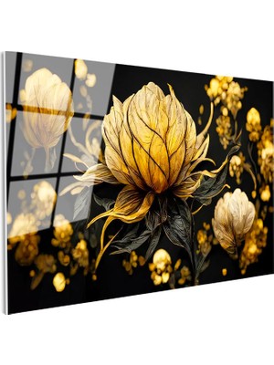 Tablofest Tamperli Gerçek Cam Tablo Tekli Büyük Çiçek Çiçek Tablosu Duvar Dekoru