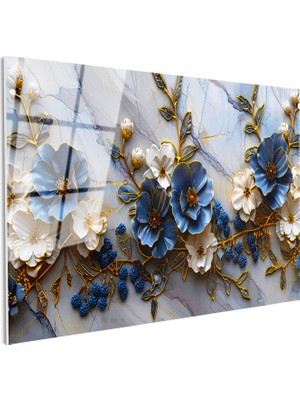 Tablofest Tamperli Gerçek Cam Tablo Meyve Dalları Çiçekleri Çiçek Tablosu Duvar Dekoru