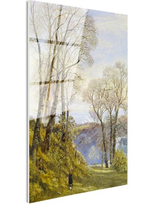 Tablofest Tamperli Gerçek Cam Tablo J.m.w. Turner Ağaçlık Arazi Uzaktan Yelkenli Ressam Tablosu Duvar Dekoru