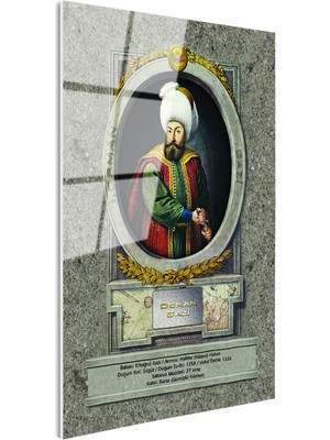 Tablofest Tamperli Gerçek Cam Tablo Osman Gazi Han Padişah Portresi Osmanlı Tablosu Duvar Dekoru