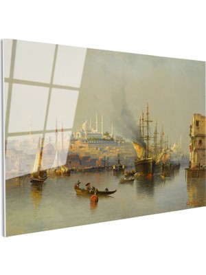Tablofest Tamperli Gerçek Cam Tablo Haliç Limanı Gemiler Osmanlı Tablosu Duvar Dekoru