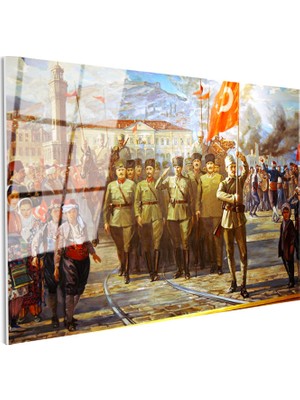 Tablofest Tamperli Gerçek Cam Tablo Atatürk Izmir Girişi Atatürk Tablosu Duvar Dekoru