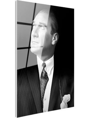 Tablofest Tamperli Gerçek Cam Tablo Atatürk Desenli Kravat Atatürk Tablosu Duvar Dekoru