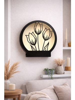 Printanomi Lale Temalı LED Işıklı Dekoratif Tablo