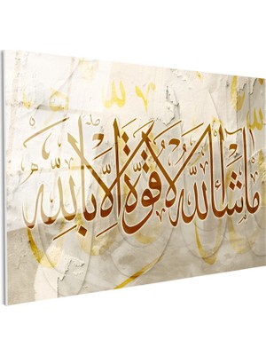 Tablofest Tamperli Gerçek Cam Tablo Maşallah La Kuvvete Illa Billah Duası Dini Islami Tablo Duvar Dekoru