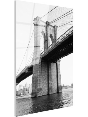Tablofest Tamperli Gerçek Cam Tablo New York Brooklyn Köprüsü Kemerleri Şehir Mimari Tablo Duvar Dekoru