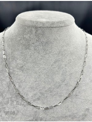 Birtakıı Gümüş Renk Zincir Çelik Kolye Luks