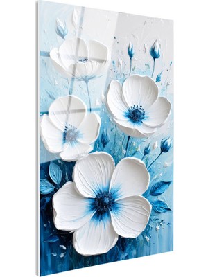 Tablofest Tamperli Gerçek Cam Tablo Belirgin Göbekli Zarif Gelincikler Çiçek Tablosu Duvar Dekoru