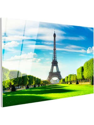 Tablofest Tamperli Gerçek Cam Tablo Eyfel Kulesi Champ De Mars Parkı Şehir Mimari Tablo Duvar Dekoru