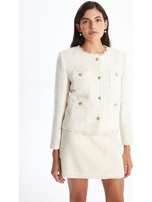 Lc Waikiki Yeni Sezon Bisiklet Yaka Dokulu Kadın Tüvit Ceket