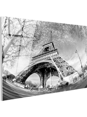 Tablofest Tamperli Gerçek Cam Tablo Eyfel Kulesi Altından Gökyüzü Şehir Mimari Tablo Duvar Dekoru