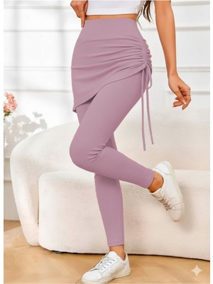 Stelol Kadın Yüksek Bel Yandan Büzgülü Alttan Uzun Kaşkorse Tayt Etek