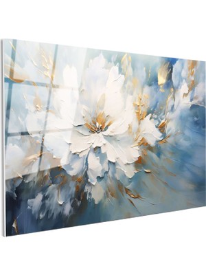 Tablofest Tamperli Gerçek Cam Tablo Soyut Sanatsal Çiçek Çiçek Tablosu Duvar Dekoru