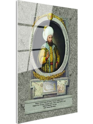 Tablofest Tamperli Gerçek Cam Tablo Ikinci Murad Han Padişah Portresi Osmanlı Tablosu Duvar Dekoru