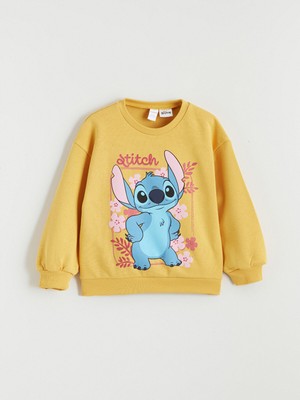 Lc Waikiki Yeni Sezon Bisiklet Yaka Stitch Baskılı Kız Çocuk Sweatshirt