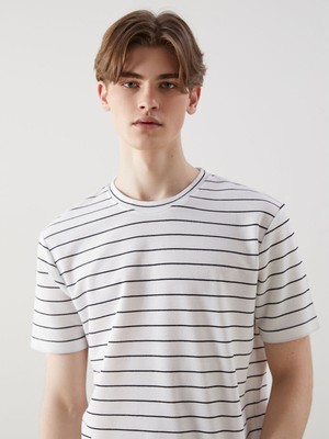Lc Waikiki Yeni Sezon Bisiklet Yaka Çizgili Erkek Tişört