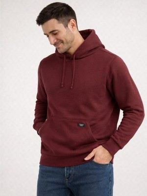 İcono Bordo Sweatshirt Kanguru Cepli,kapüşonlu