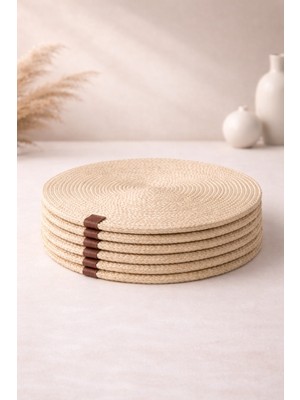 Boho Bej Jüt Supla 6'lı Set Amerikan Servis - Lüks Amerikan Servis