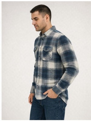 Mavi Ekose Oduncu Gömlek Modeli