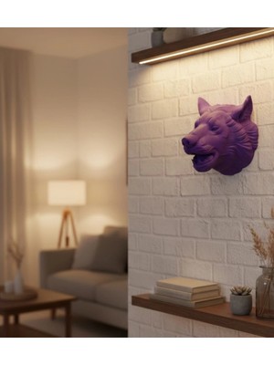Nexgen Dekoratif Mor Kurt Duvar Heykeli Asılabilir Hediyelik 25X19 cm RSKDG34-MCHD